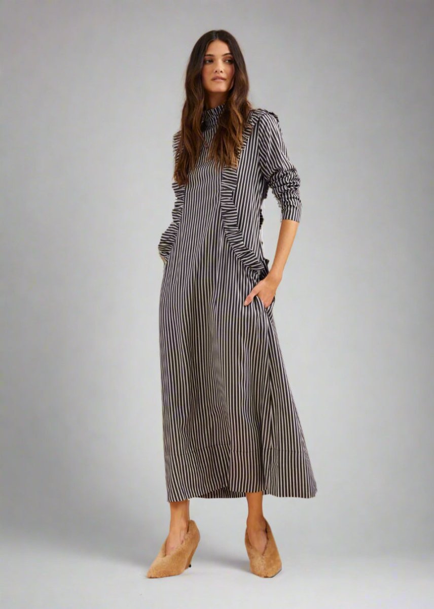 Mrs Stewart Dress in Pinstripe from BINNYWEAR at Edito boutique