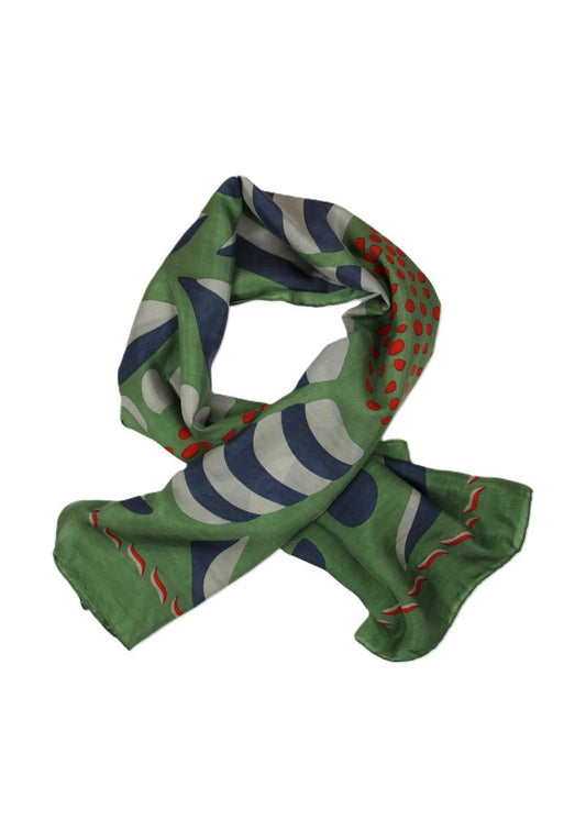 Myosotis Silk Scarf in Khaki from LES BELLES VAGABONDES at Edito Boutique