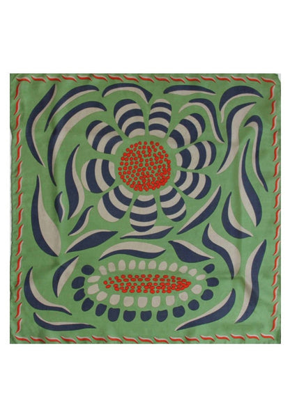 Myosotis Silk Scarf in Khaki from LES BELLES VAGABONDES at Edito Boutique
