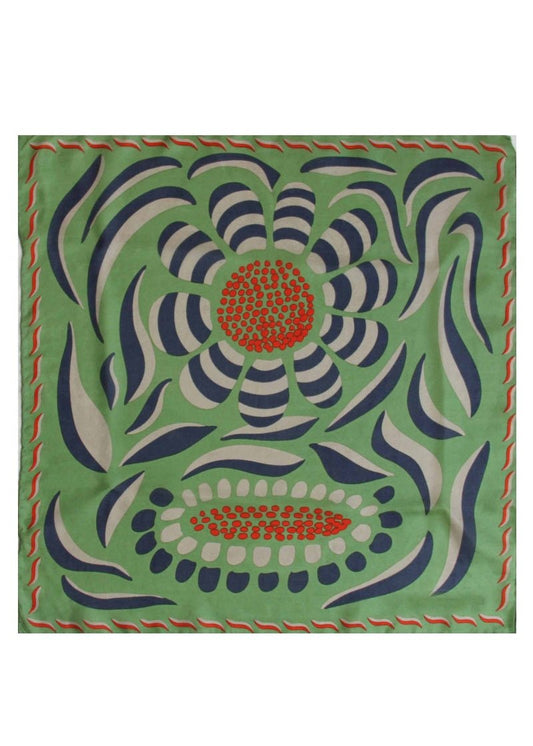 Myosotis Silk Scarf in Khaki from LES BELLES VAGABONDES at Edito Boutique