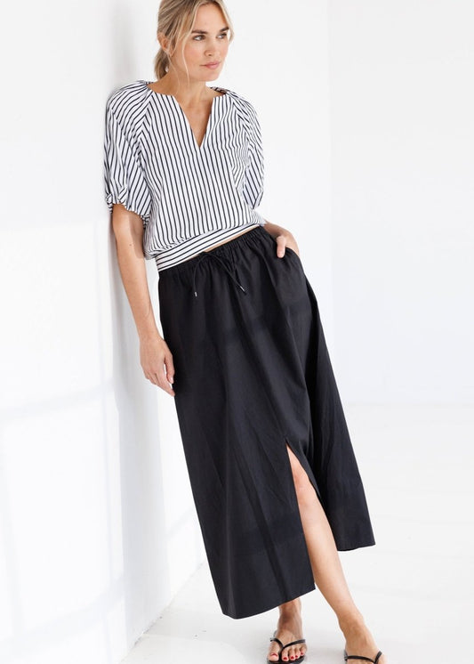 Nantucket Top in B/W Stripe from GO SILK at Edito boutique