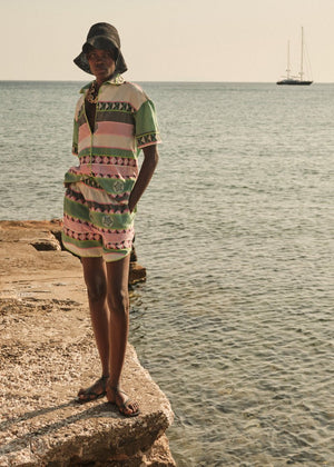 Nativa Shorts in Green/Pink from DEVOTION TWINS at Edito Boutique