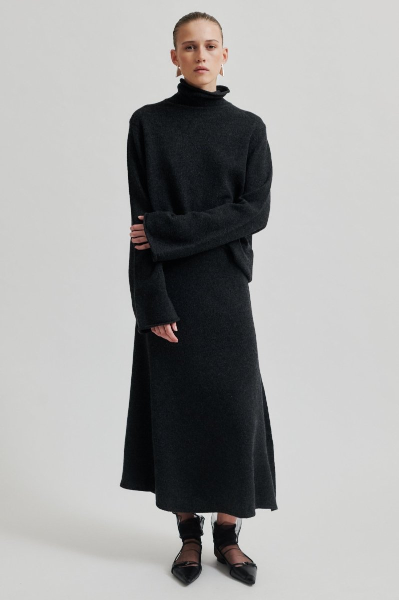Neva Knit Skirt in Dark Grey from SECOND FEMALE at Edito boutique