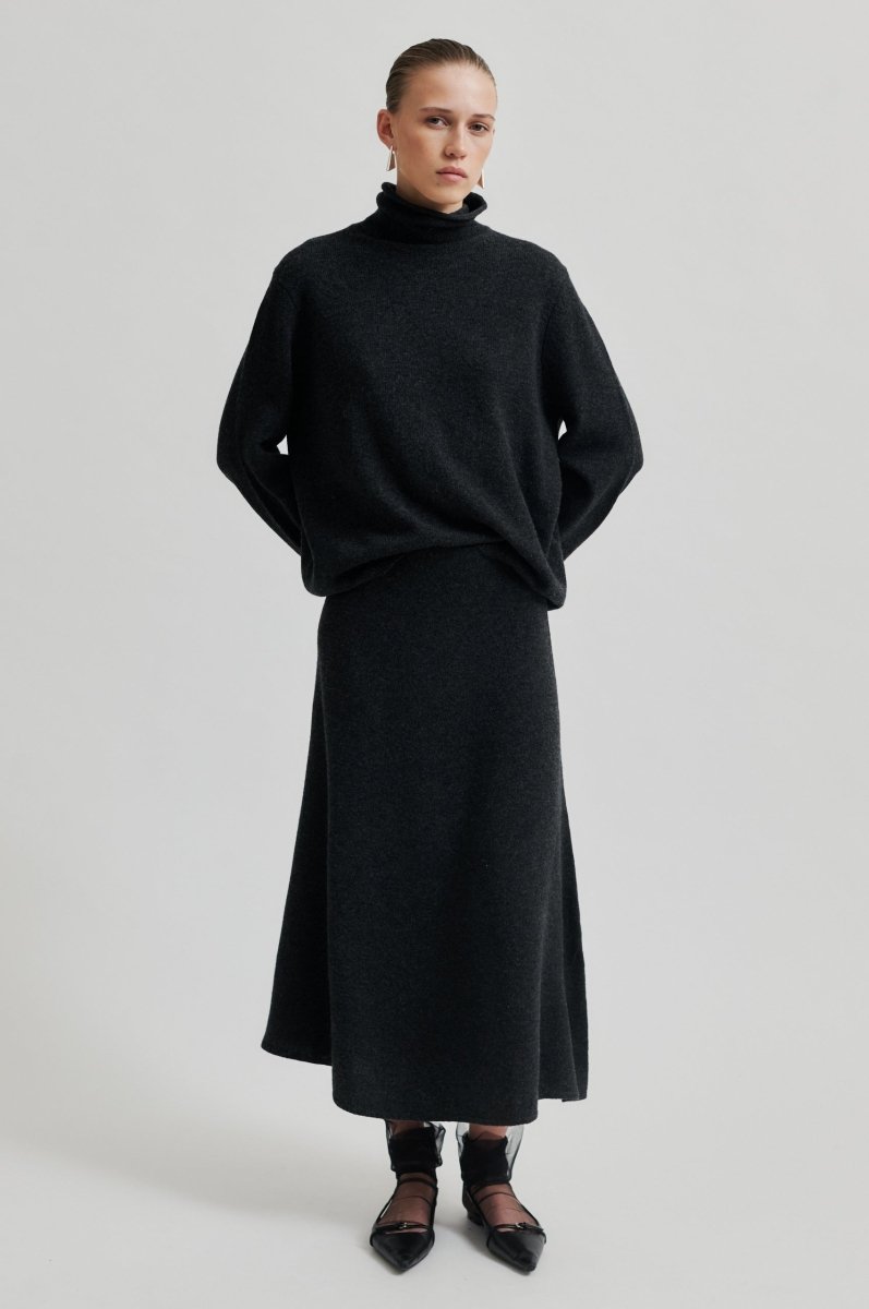 Neva Knit Skirt in Dark Grey from SECOND FEMALE at Edito boutique