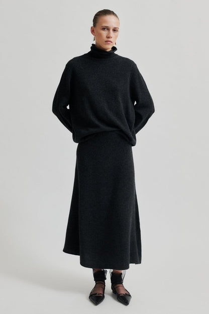 Neva Knit Skirt in Dark Grey from SECOND FEMALE at Edito boutique