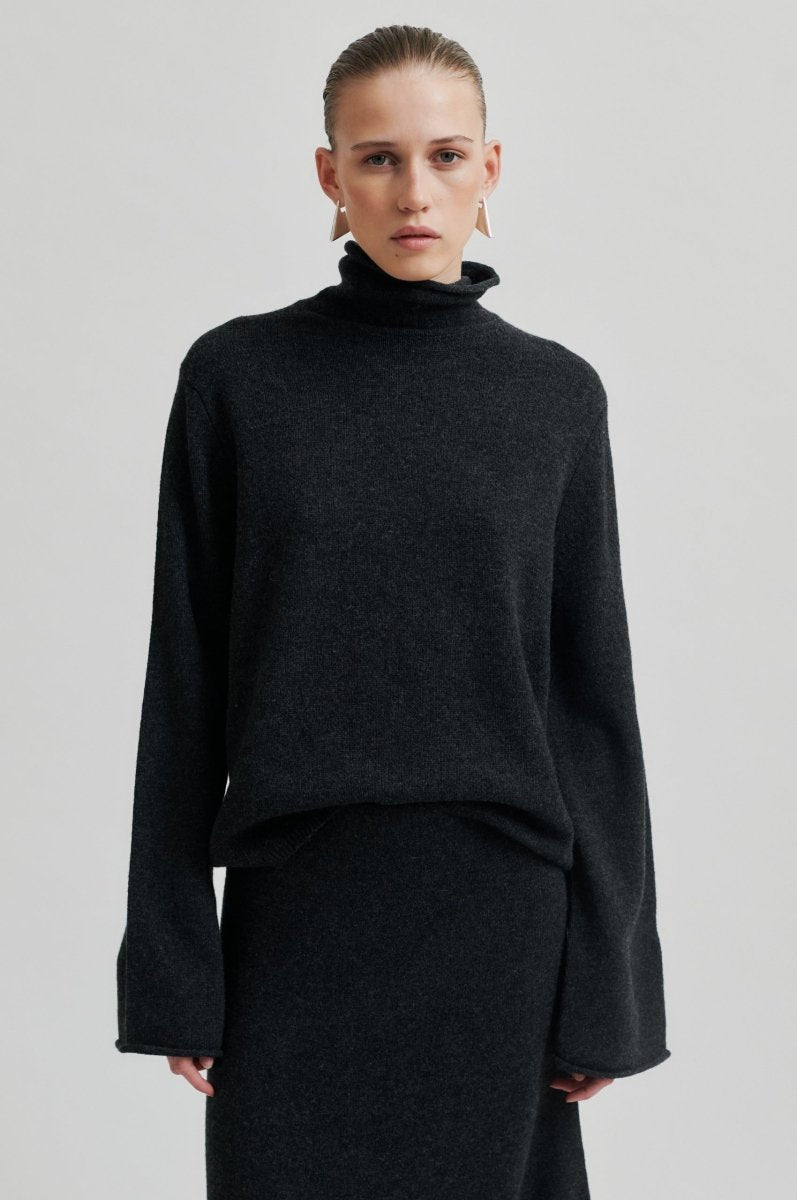Neva Knit Skirt in Dark Grey from SECOND FEMALE at Edito boutique