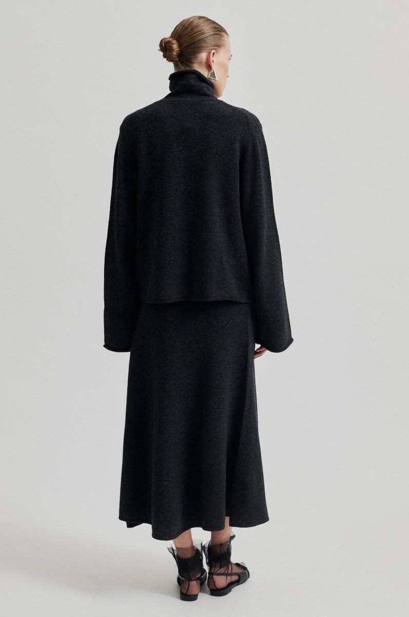 Neva Knit Skirt in Dark Grey from SECOND FEMALE at Edito boutique