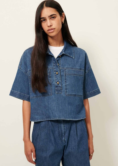 Newport Overshirt in Regate Blue from SESSUN at Edito boutique