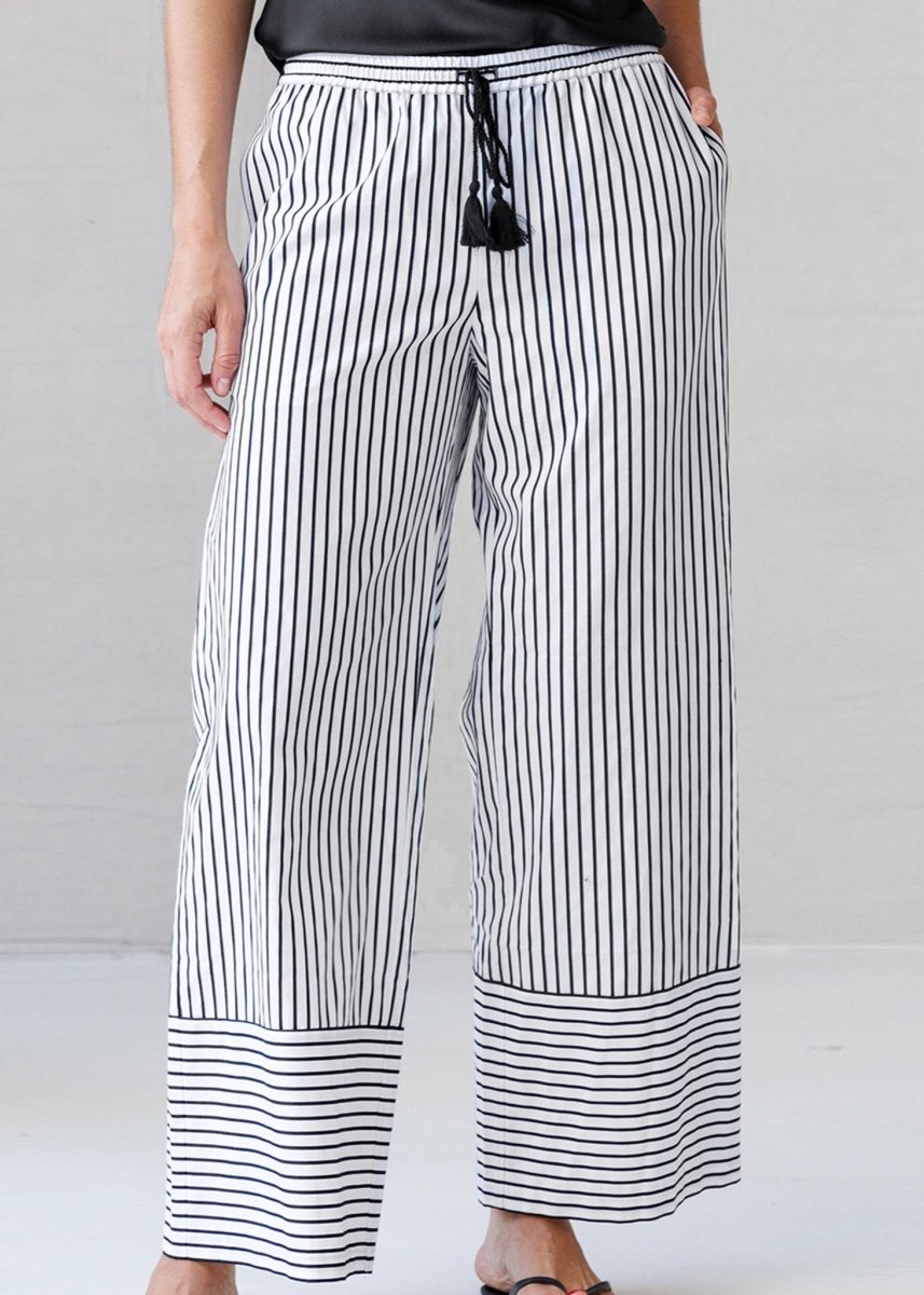 Not PJ Pant in B/W Stripe from GO SILK at Edito boutique
