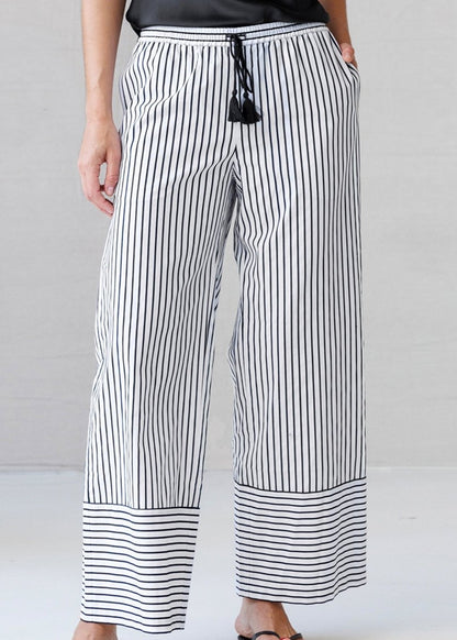 Not PJ Pant in B/W Stripe from GO SILK at Edito boutique