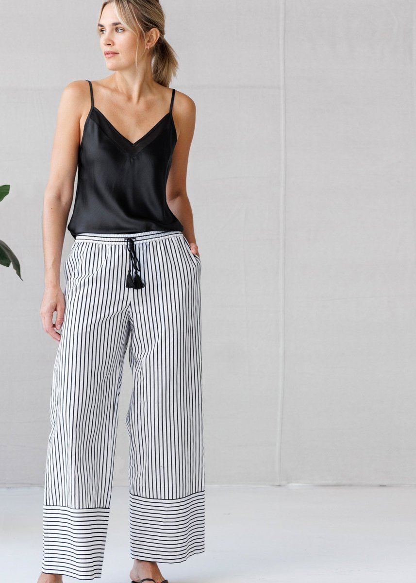 Not PJ Pant in B/W Stripe from GO SILK at Edito boutique