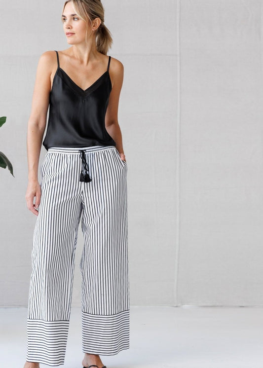 Not PJ Pant in B/W Stripe from GO SILK at Edito boutique