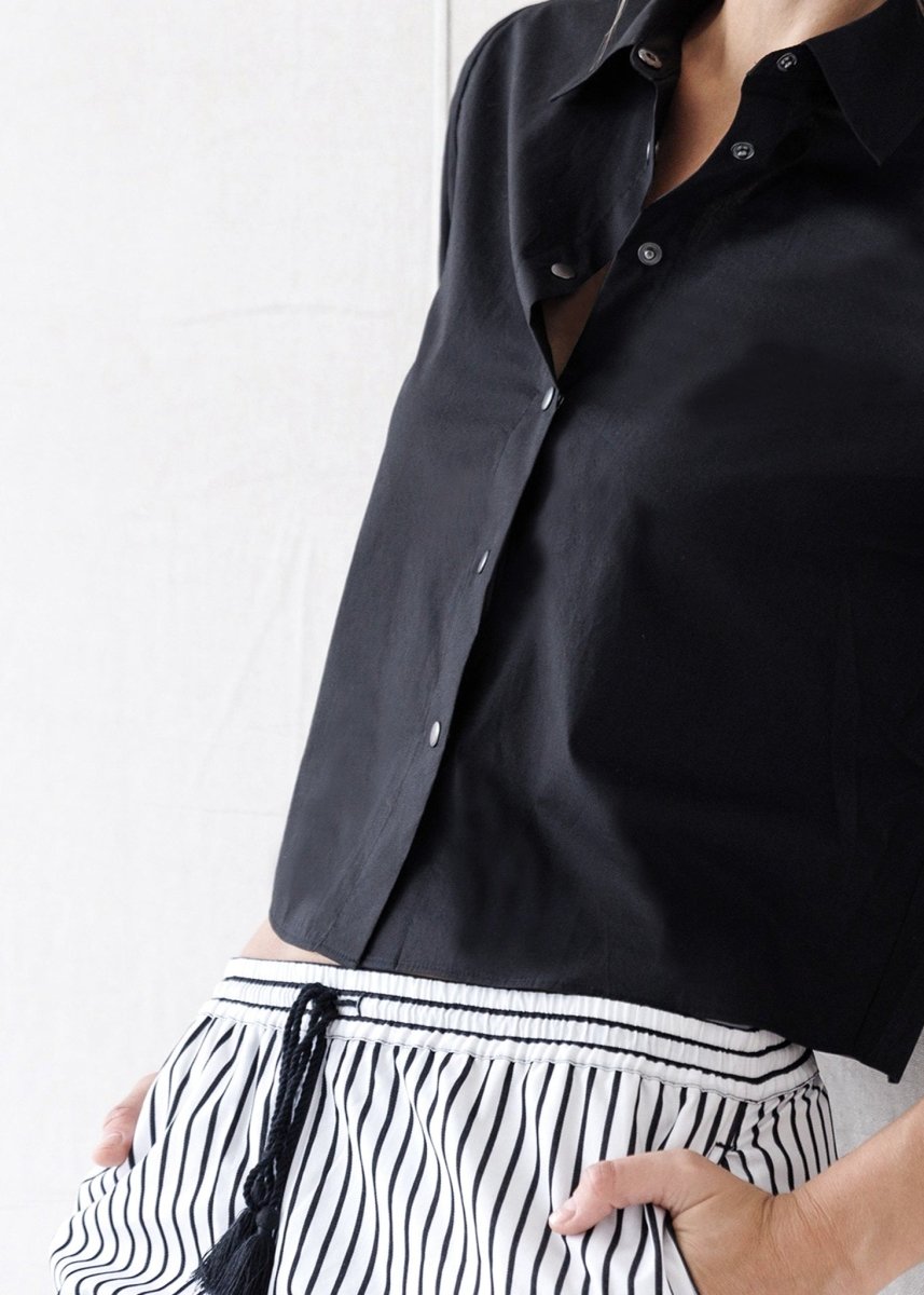 Not PJ Pant in B/W Stripe from GO SILK at Edito boutique