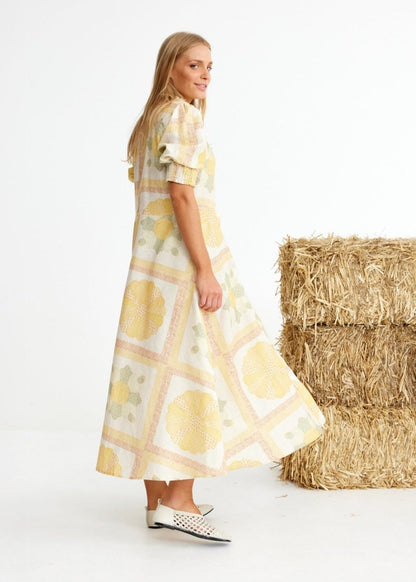 Oaten Chaff Dress in Patchwork from BINNYWEAR at Edito boutique