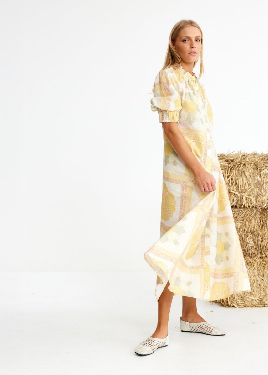 Oaten Chaff Dress in Patchwork from BINNYWEAR at Edito boutique