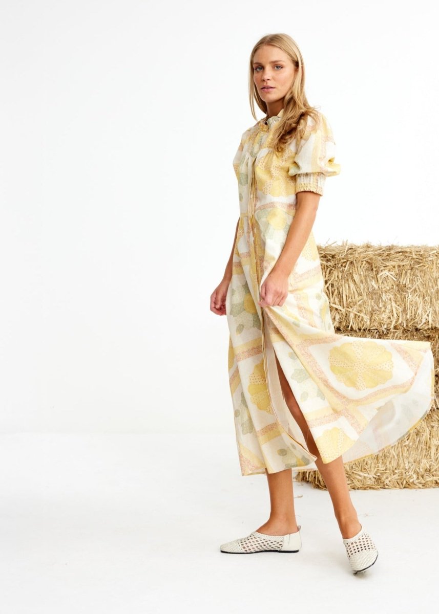 Oaten Chaff Dress in Patchwork from BINNYWEAR at Edito boutique