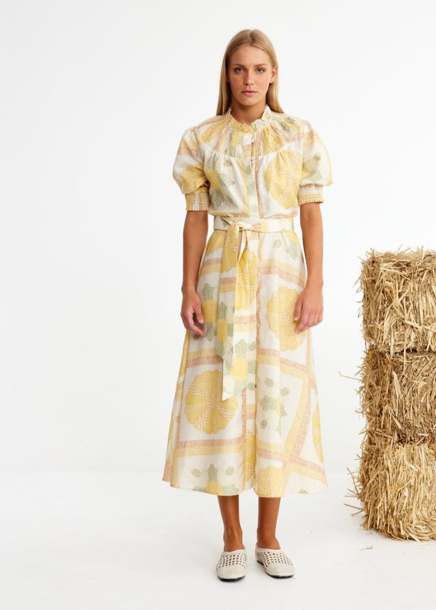 Oaten Chaff Dress in Patchwork from BINNYWEAR at Edito boutique