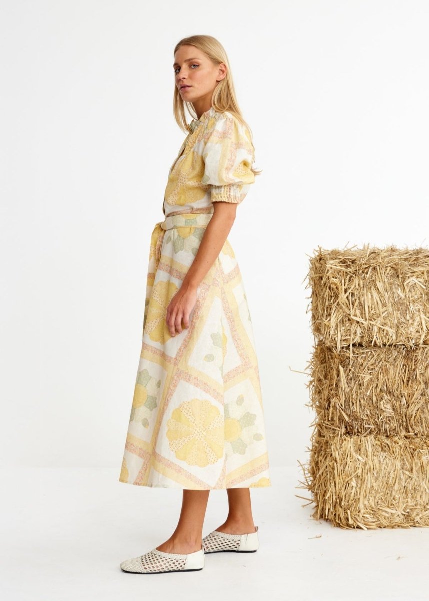 Oaten Chaff Dress in Patchwork from BINNYWEAR at Edito boutique