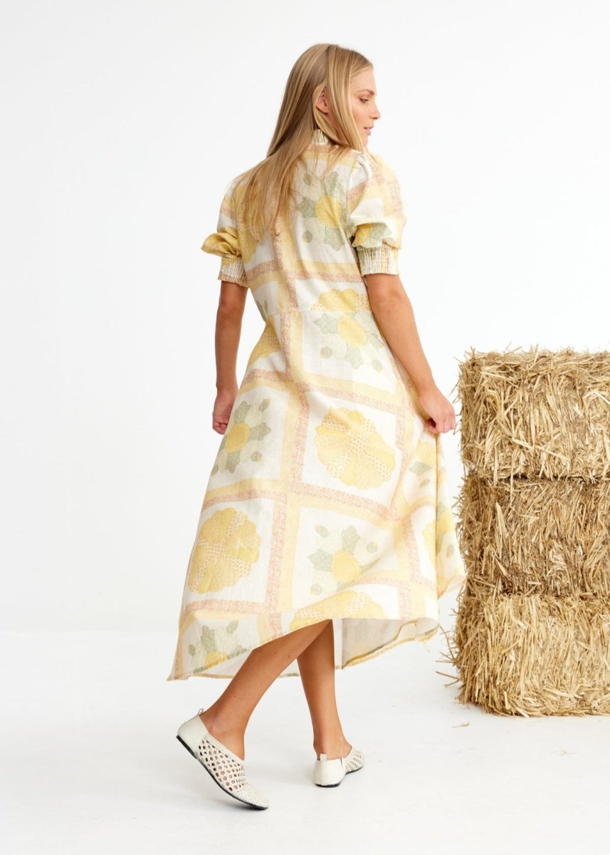 Oaten Chaff Dress in Patchwork from BINNYWEAR at Edito boutique
