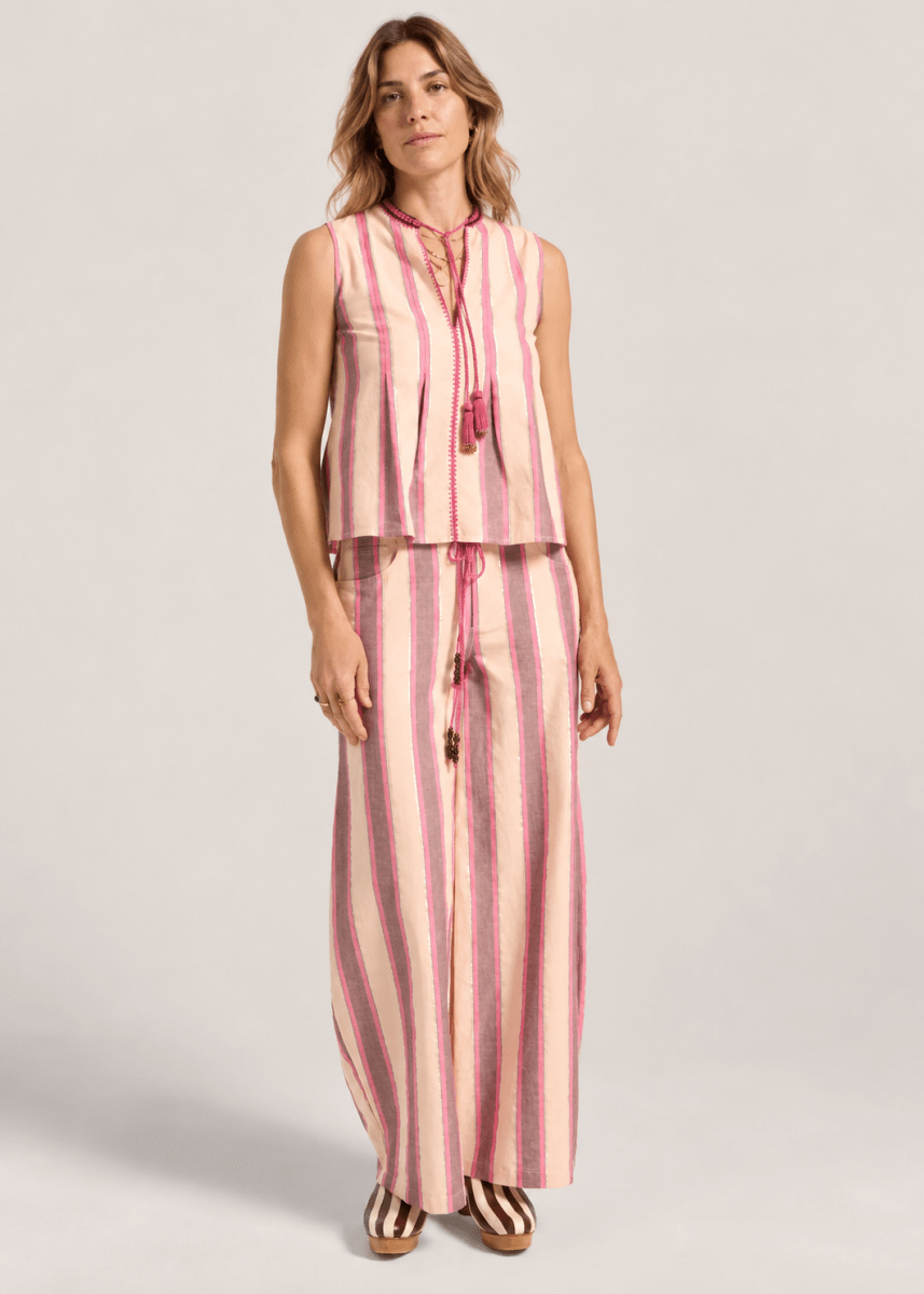 Odin Pants in Pink Mykonos Stripe from ILIO NEMA at Edito Boutique