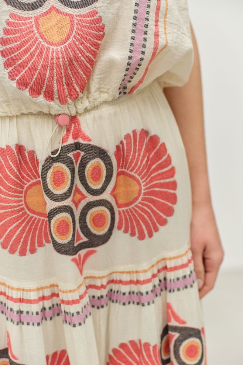 Olympia Midi Skirt in Red/Orange from DEVOTION TWINS at Edito boutique