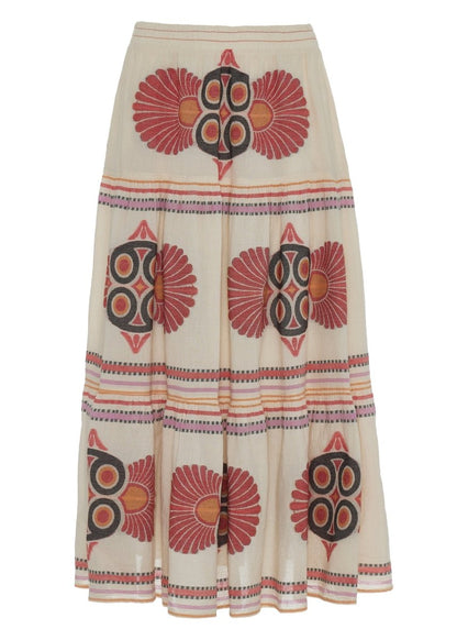 Olympia Midi Skirt in Red/Orange from DEVOTION TWINS at Edito boutique