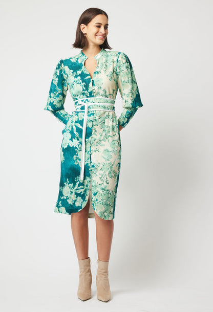 OnceWas Dinasty Dress in Jade Floral Print