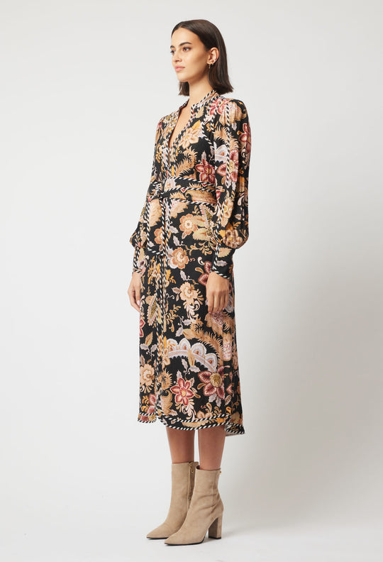 OnceWas Nova Dress in Dragon Flower Print