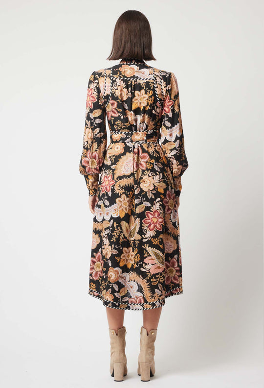 OnceWas Nova Dress in Dragon Flower Print