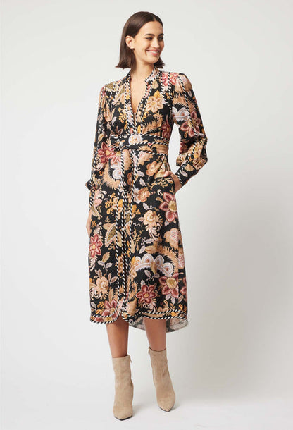 OnceWas Nova Dress in Dragon Flower Print