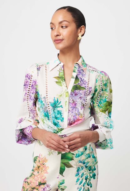 OnceWas Swanson Shirt in Wisteria Print