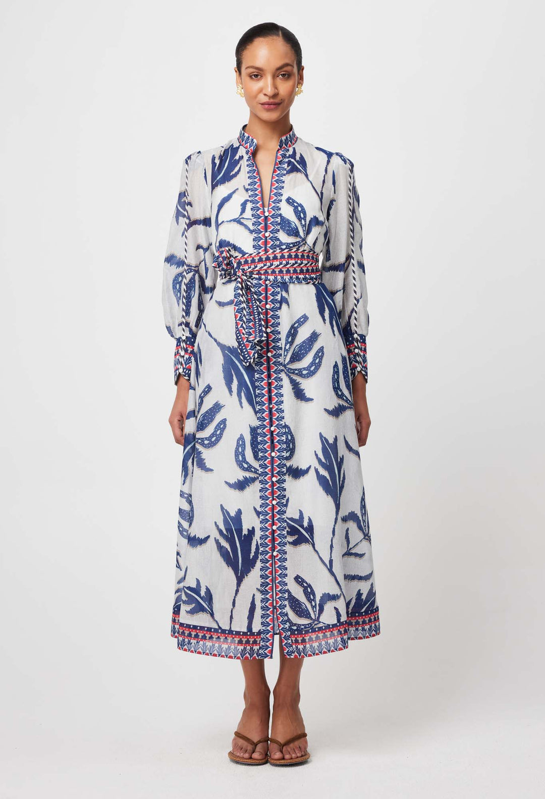 Oncewas Tierra Dress Palm Shadow print