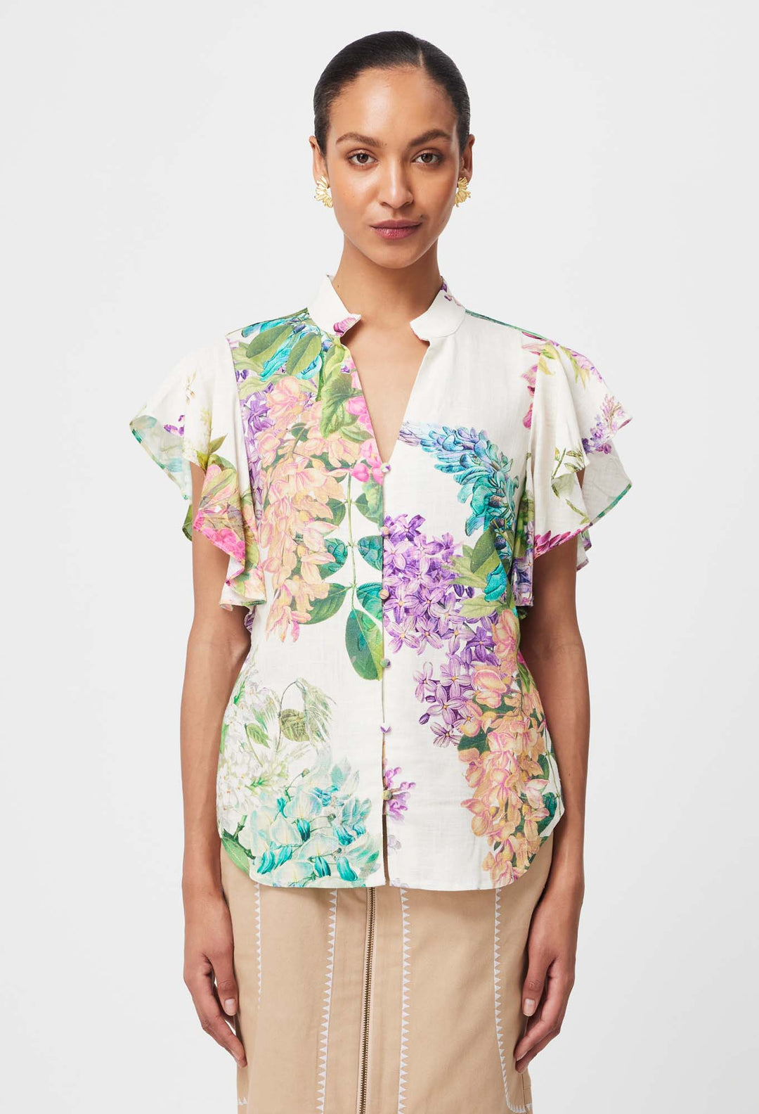 Oncewas Tierra Top in Wisteria Alba print