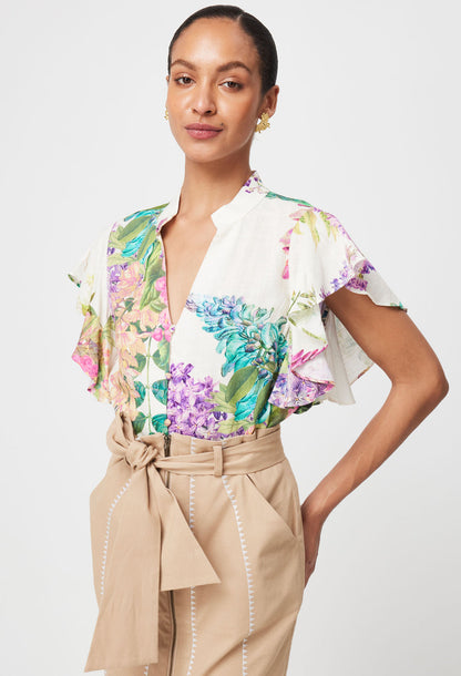 Oncewas Tierra Top in Wisteria Alba print