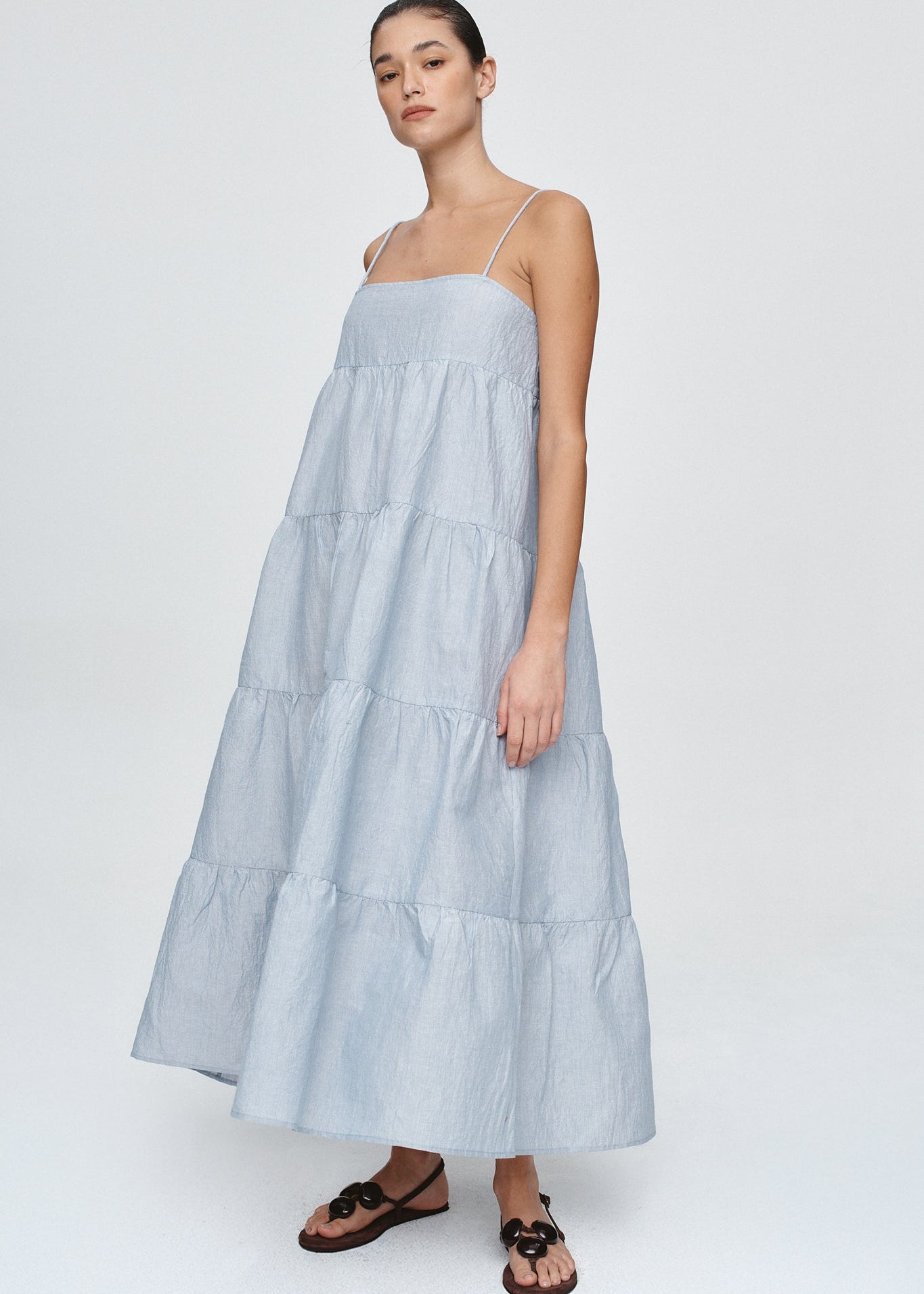 Ophelia Dress in Bleu Stripe from Marle