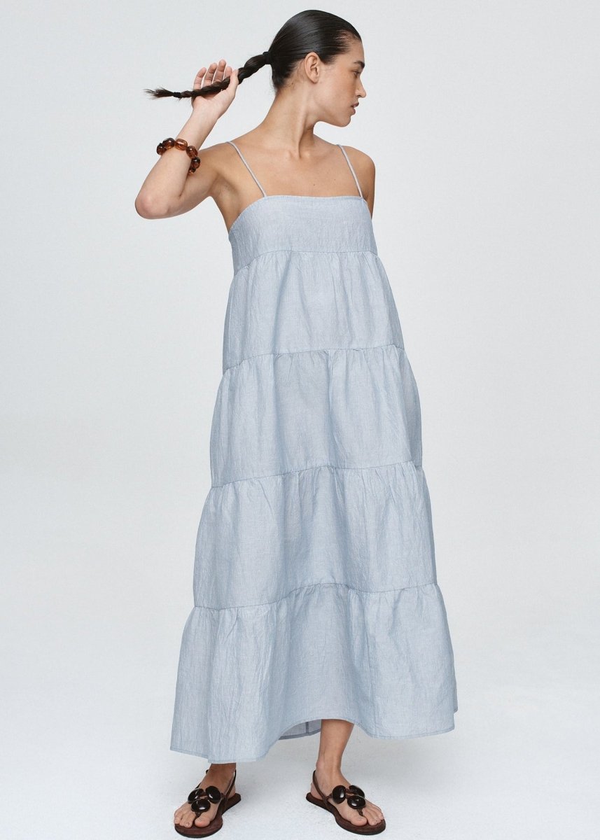 Ophelia Dress in Bleu Stripe from MARLE at Edito boutique