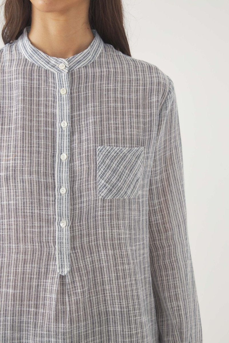 Paros Blouse in Blue stripes from ANTIK BATIK at Edito boutique