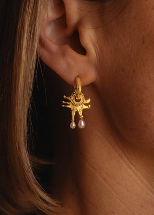 Pearly Moon Clown Hoops from RUBY JACK at Edito Boutique