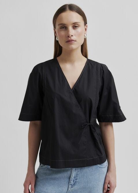 Pera Wrap Blouse in Black from SECOND FEMALE at Edito boutique