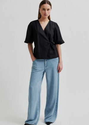 Pera Wrap Blouse in Black from SECOND FEMALE at Edito boutique