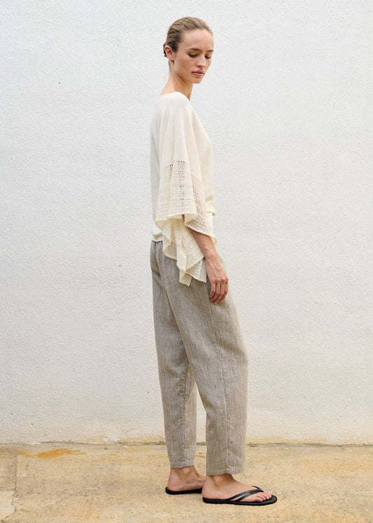 Pinstripe Pants in Ecru from SITA MURT at Edito boutique
