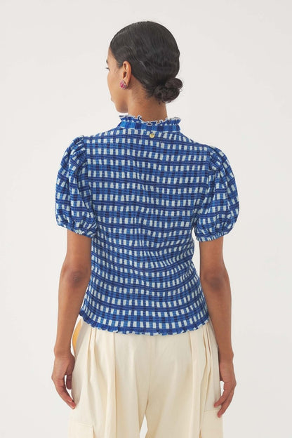Polly Smocked Blouse in Blue from ANTIK BATIK at Edito boutique