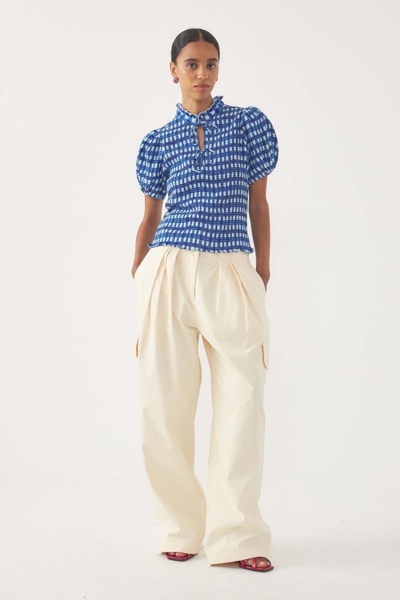 Polly Smocked Blouse in Blue from ANTIK BATIK at Edito boutique