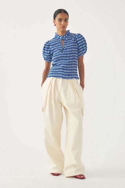 Polly Smocked Blouse in Blue from ANTIK BATIK at Edito boutique