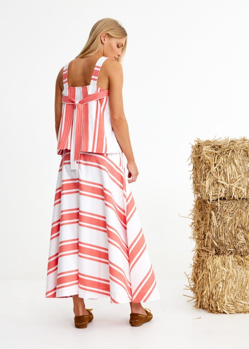 Polo Pony Skirt in Red Stripes from BINNYWEAR at Edito boutique