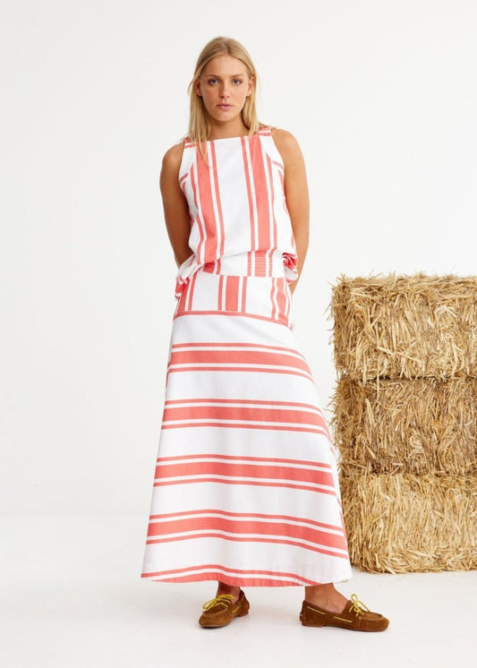 Polo Pony Skirt in Red Stripes from BINNYWEAR at Edito boutique