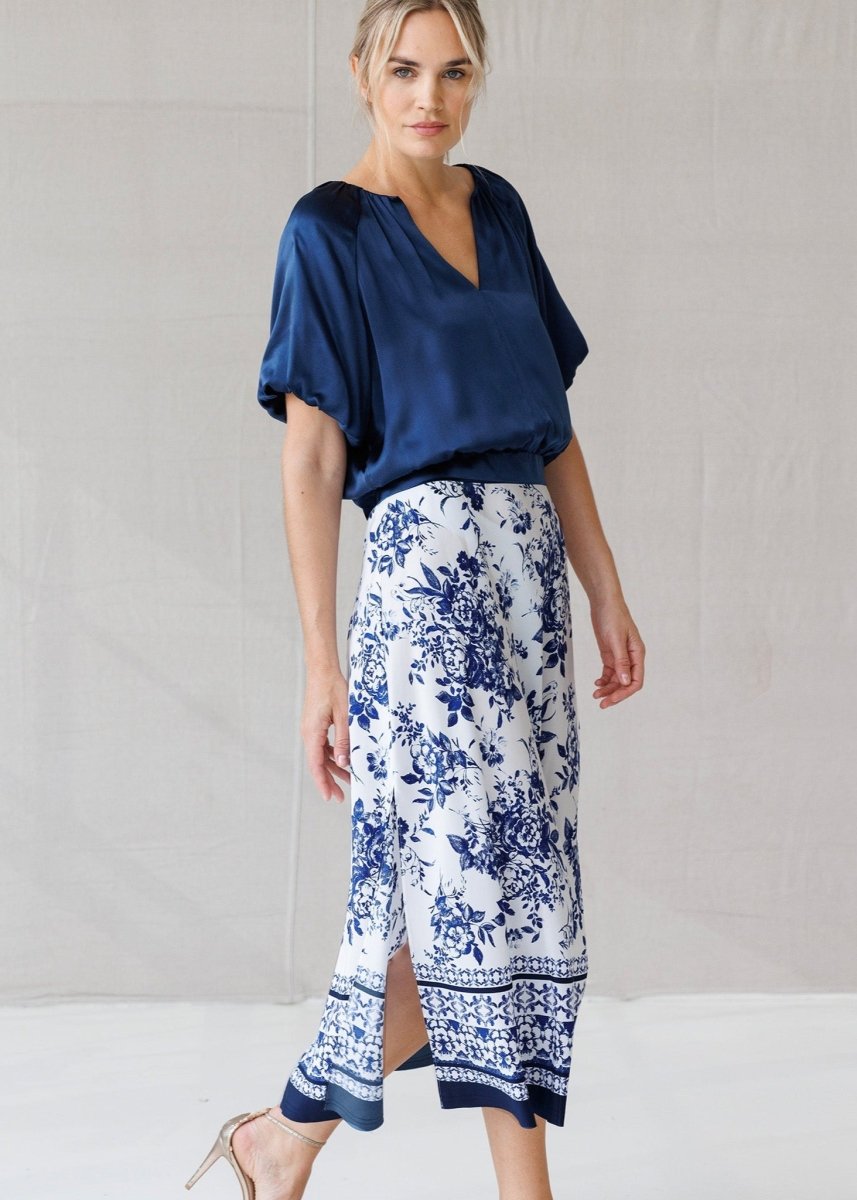 Positano Top in Ink from GO SILK at Edito boutique