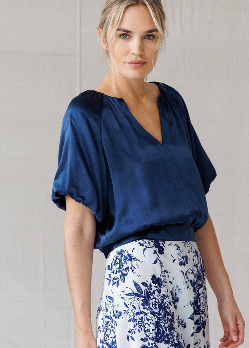 Positano Top in Ink from GO SILK at Edito boutique