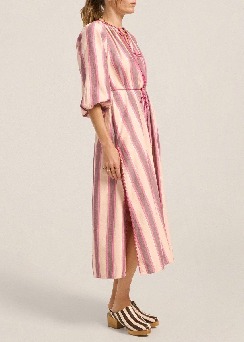 Priam Dress in Pink Mykonos Stripe from ILIO NEMA at Edito Boutique