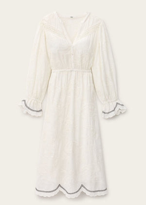 Prisco Midi Dress in Ecru from BA&SH at Edito boutique